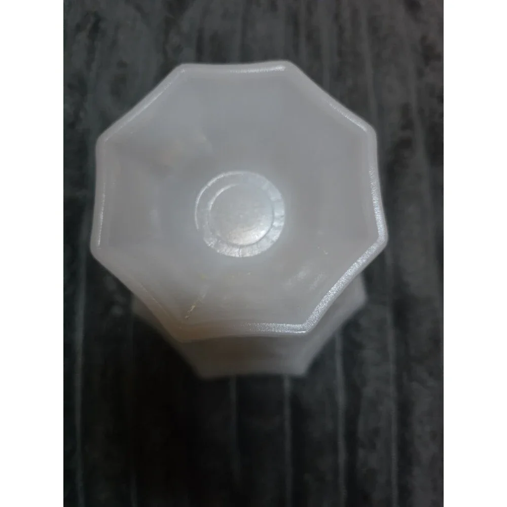 Vintage White Milk Glass Grape Pattern Pedestal Bowl Footed Octagon 5' Tall